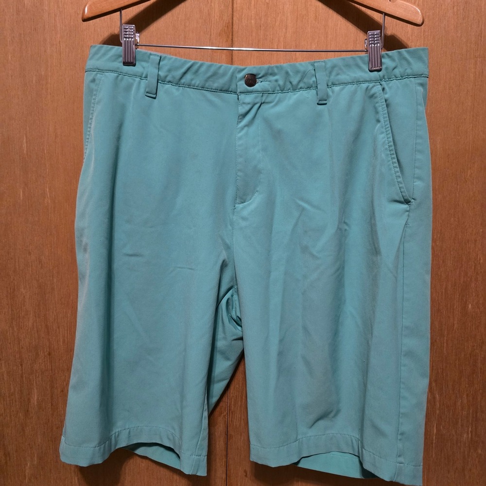 Adidas Golf Shorts Men 36 Teal Blue Green Stretch Performance Flat Front Pockets